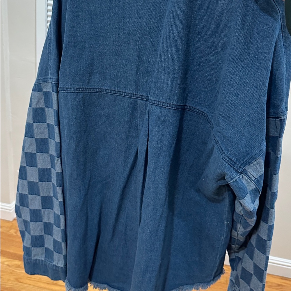 Fantastic Fawn Blue Distressed Button Down Shirt - Picture 3 of 5